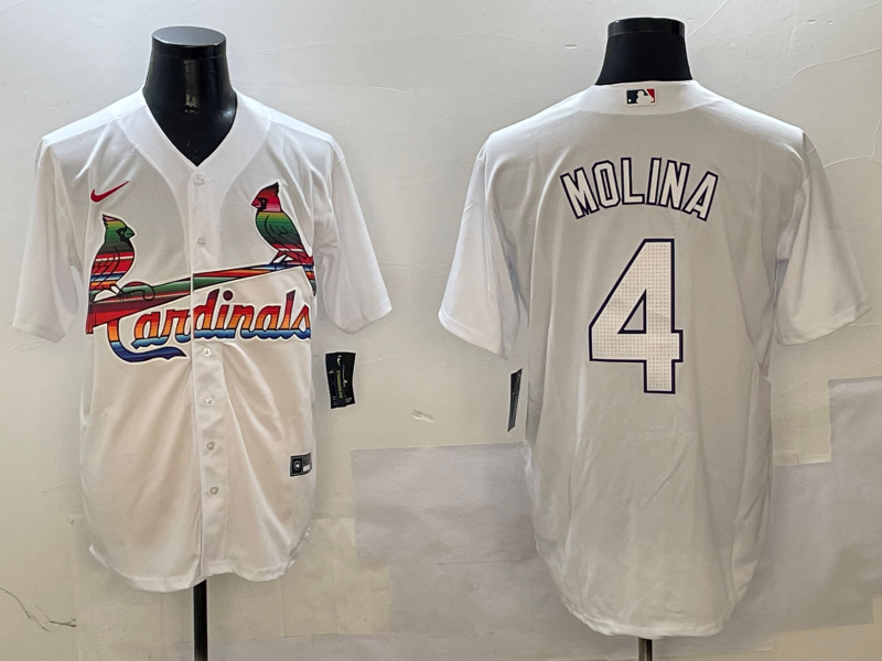 Men's St. Louis Cardinals Yadier Molina #4 White Jersey